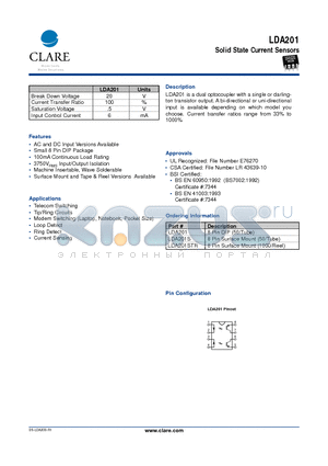 LDA201S datasheet - Solid State Current Sensors