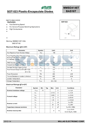 MMBD4148T datasheet - SOT-523 Plastic-Encapsulate Diodes