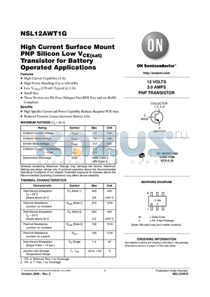 NSL12AWT1G datasheet - High Current Surface Mount PNP Silicon Low VCE(sat) Transistor