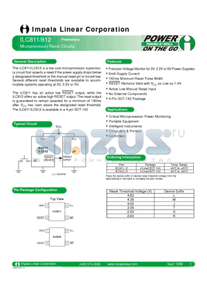 ILC811_U datasheet - MICROPROCESSOR RESET CIRCUITS