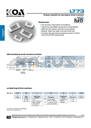 LT732A datasheet - linear positive tempco thermistor