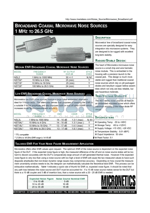 NSL2L datasheet - BROADBAND COAXIAL MICROWAVE NOISE SOURCES