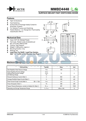 MMBD4448-T1 datasheet - SURFACE MOUNT FAST SWITCHING DIODE