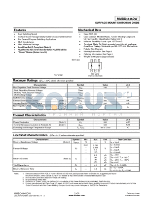 MMBD4448DW-7-F datasheet - SURFACE MOUNT SWITCHING DIODE