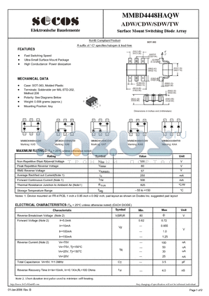 MMBD4448HCDW datasheet - Surface Mount Switching Diode Array