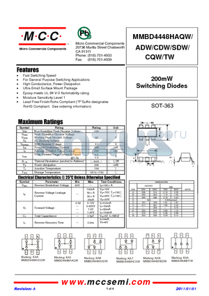 MMBD4448HCDW datasheet - 200mW Switching Diodes