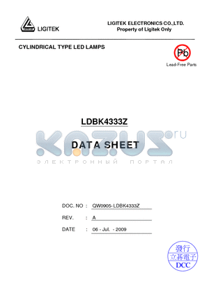 LDBK4333Z datasheet - CYLINDRICAL TYPE LED LAMPS