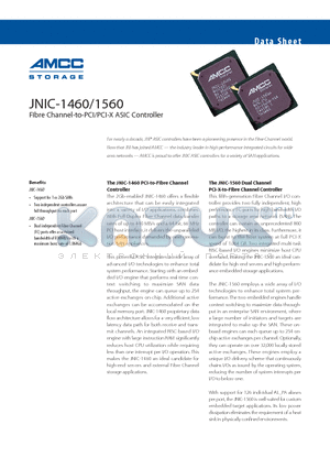 JNIC-1560 datasheet - Fibre Channel-to-PCI/PCI-X ASIC Controller