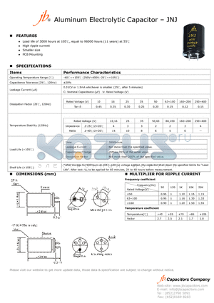 JNJ datasheet - Aluminum Electrolytic Capacitor