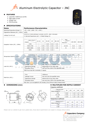 JNC datasheet - Aluminum Electrolytic Capacitor