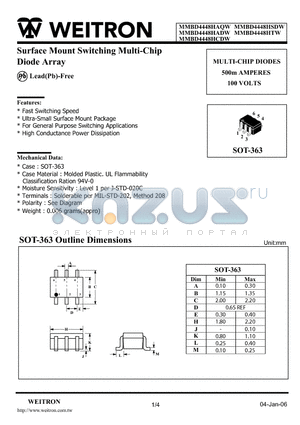 MMBD4448HCDW datasheet - Surface Mount Switching Multi-Chip Diode Array