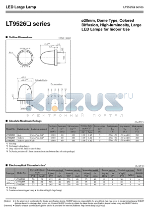 LT9526D datasheet - 20mm, Dome Type, Colored Diffusion, High-luminosity, Large LED Lamps for Indoor Use