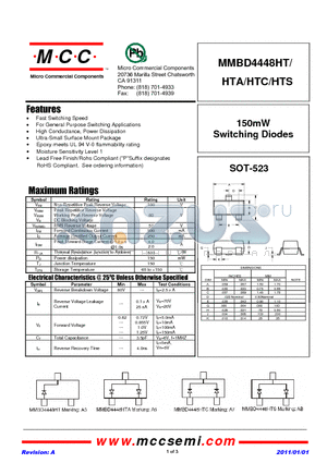 MMBD4448HTA datasheet - 150mW Switching Diodes