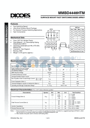 MMBD4448HTM-7 datasheet - SURFACE MOUNT FAST SWITCHING DIODE ARRAY