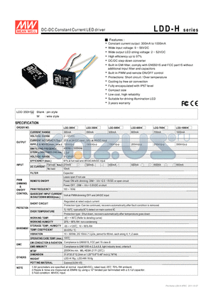 LDD-350H datasheet - DC-DC Constant Current LED driver