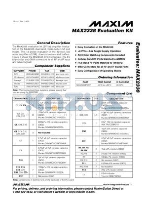 MAX2338EVKIT datasheet - Evaluation Kit