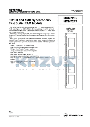 MCM72F7DG9 datasheet - 512KB and 1MB Synchronous Fast Static RAM Module