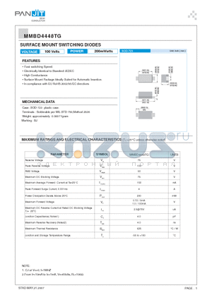 MMBD4448TG datasheet - SURFACE MOUNT SWITCHING DIODES