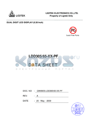 LDD305-65-XX-PF datasheet - DUAL DIGIT LED DISPLAY (0.30 lnch)