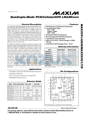 MAX2351 datasheet - Quadruple-Mode PCS/Cellular/GPS LNA/Mixers
