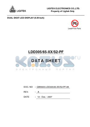 LDD305-65-XX-S2-PF datasheet - DUAL DIGIT LED DISPLAY (0.30 lnch)