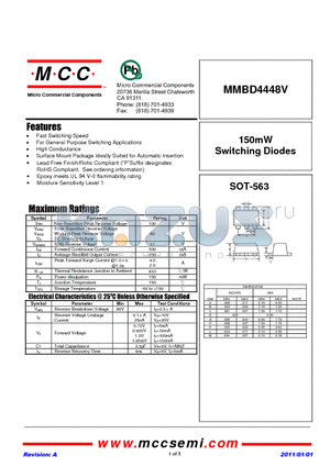 MMBD4448V datasheet - 150mW Switching Diodes