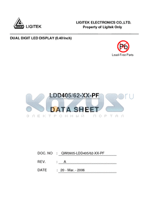 LDD405-62-XX-PF datasheet - DUAL DIGIT LED DISPLAY (0.40 lnch)