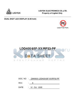 LDD405-65F-XX-RP33-PF datasheet - DUAL DIGIT LED DISPLAY (0.40 lnch)