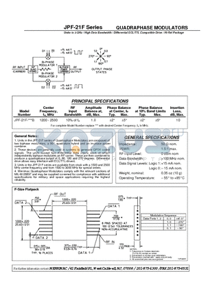 JPF-21F-2500B datasheet - QUADRAPHASE MODULATORS