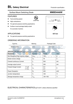 MMBD4448W datasheet - Surface Mount Switching Diode