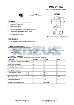 MMBD4448W datasheet - Surface Mount Switching Diodes