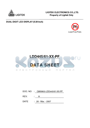 LDD445-61-XX-PF datasheet - DUAL DIGIT LED DISPLAY (0.39 lnch)