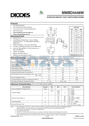 MMBD4448W-7-F datasheet - SURFACE MOUNT FAST SWITCHING DIODE