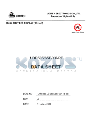 LDD505-65F-XX-PF datasheet - DUAL DIGIT LED DISPLAY (0.5 lnch)