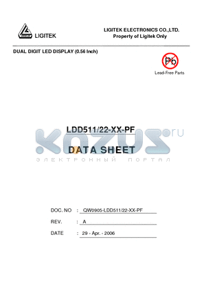 LDD511-22-XX-PF datasheet - DUAL DIGIT LED DISPLAY (0.56 lnch)