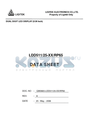 LDD511-25-XX-RP65 datasheet - DUAL DIGIT LED DISPLAY (0.56 lnch)