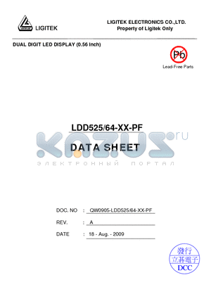 LDD525-64-XX-PF datasheet - DUAL DIGIT LED DISPLAY (0.56 lnch)