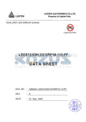 LDD515-63H-XX datasheet - DUAL DIGIT LED DISPLAY (0.5Inch)