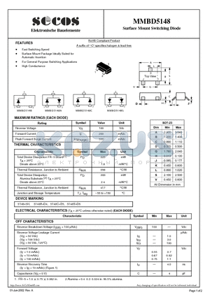 MMBD5148C datasheet - Surface Mount Switching Diode