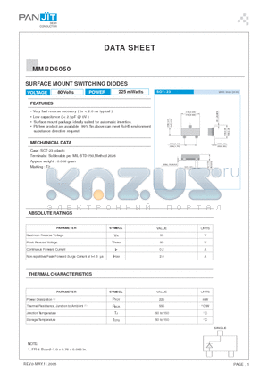 MMBD6050 datasheet - SURFACE MOUNT SWITCHING DIODES