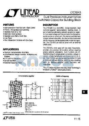 LTC1043CN datasheet - Dual Precision Intrumentation Switched-Capacitor Building Block