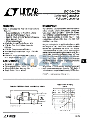 LTC1044CS8 datasheet - Switch Capacitor Voltage Converter