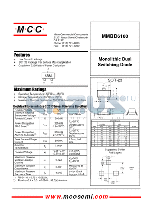 MMBD6100 datasheet - Monolithic Dual Switching Diode