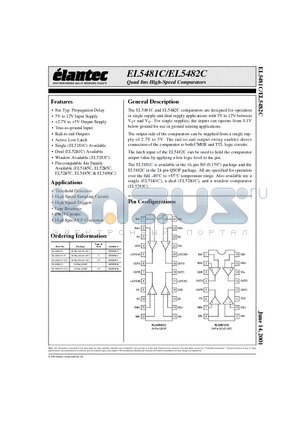 EL5481CS datasheet - Quad 8ns High-Speed Comparators