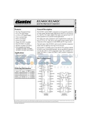EL5481CS-T13 datasheet - Quad 8ns High-Speed Comparators