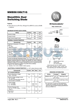 MMBD6100LT1G datasheet - Monolithic Dual Switching Diode