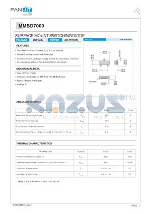 MMBD7000 datasheet - SURFACE MOUNT SWITCHING DIODE