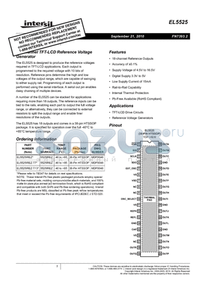 EL5525 datasheet - 18-Channel TFT-LCD Reference Voltage Generator