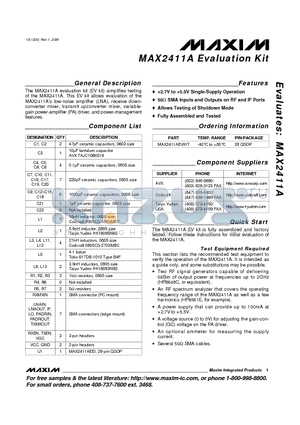 MAX2411A datasheet - Evaluation Kit