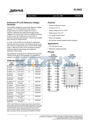 EL5825ILZ datasheet - 8-Channel TFT-LCD Reference Voltage Generator